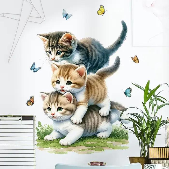 Autocollants muraux chat mignon pour enfant