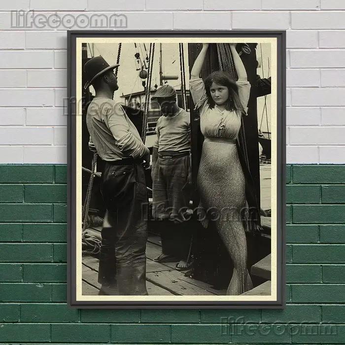 Affiche d'art de photographie de sirène d'horreur vintage