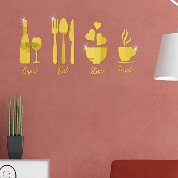 Autocollants muraux miroir avec Logo de cuisine