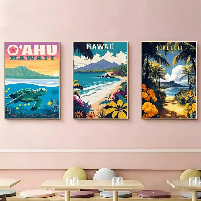 Affiche sur le thème des îles hawaïennes