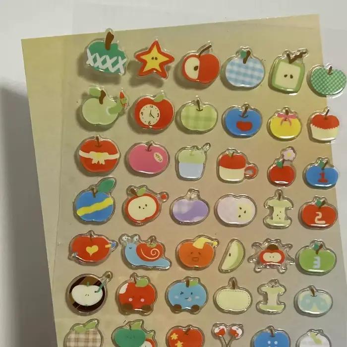 Autocollants 3D en Relief de pomme de dessin animé mignon