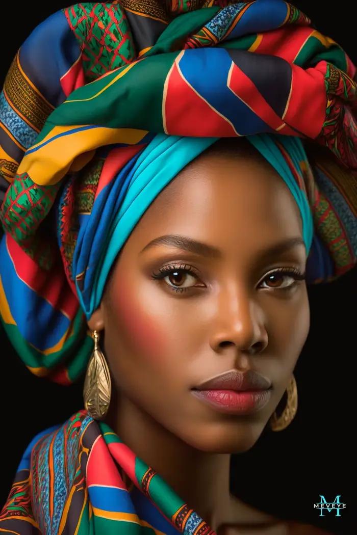 Peinture sur toile d'art de femme africaine avec cadre, affiche de portrait de femme turban de mode, impressions colorées, image murale de figure, décor à la maison