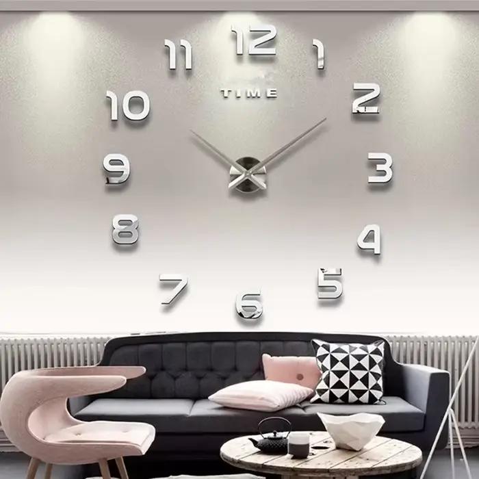 Nouveau 60-120 cm 3D bricolage horloge murale géante acrylique miroir horloges décoration de la maison salon chambre