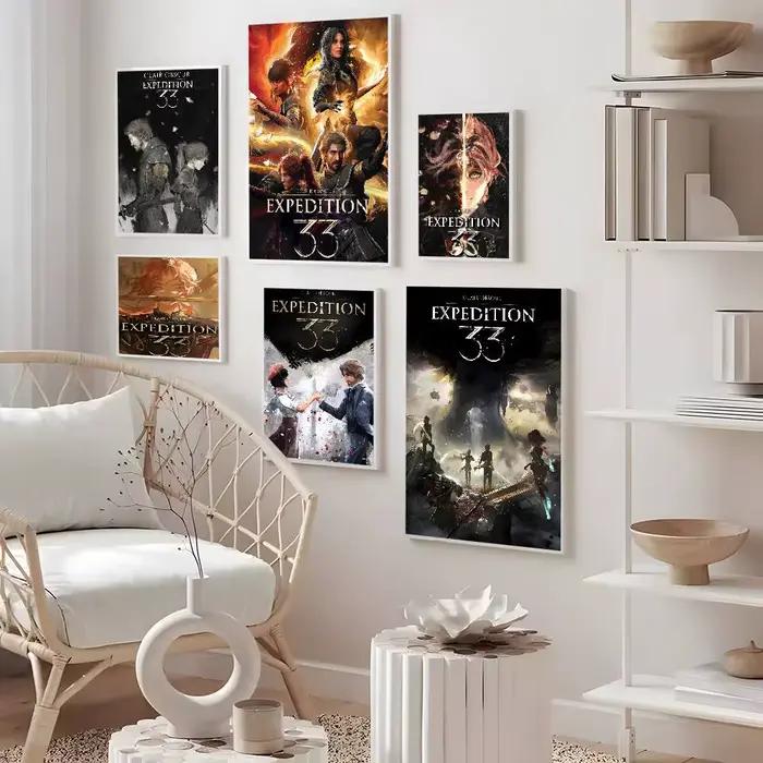 C-Clair Obscur e-expédition 33 affiche étanche mur Art autocollant pour salon chambre rétro