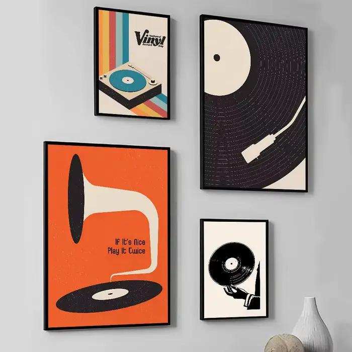 Affiche de disque vinyle de musique rétro