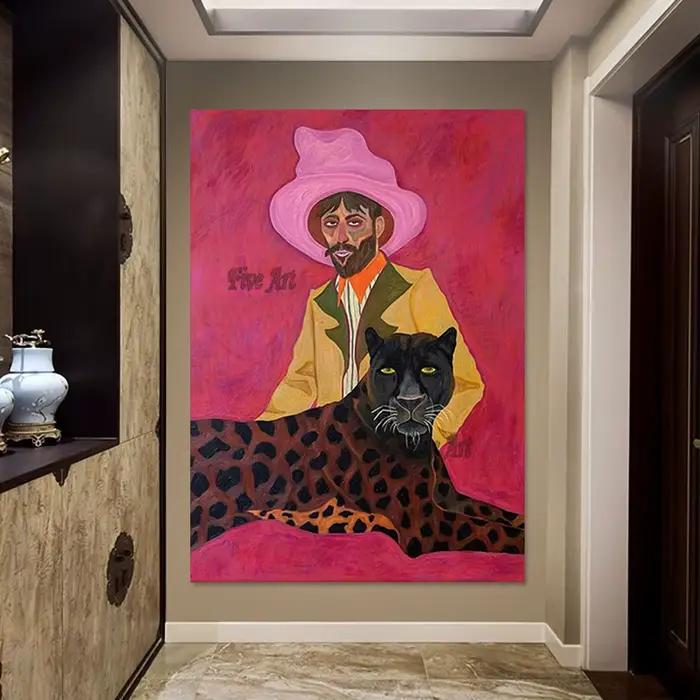 Peinture à l'huile acrylique abstraite d'homme