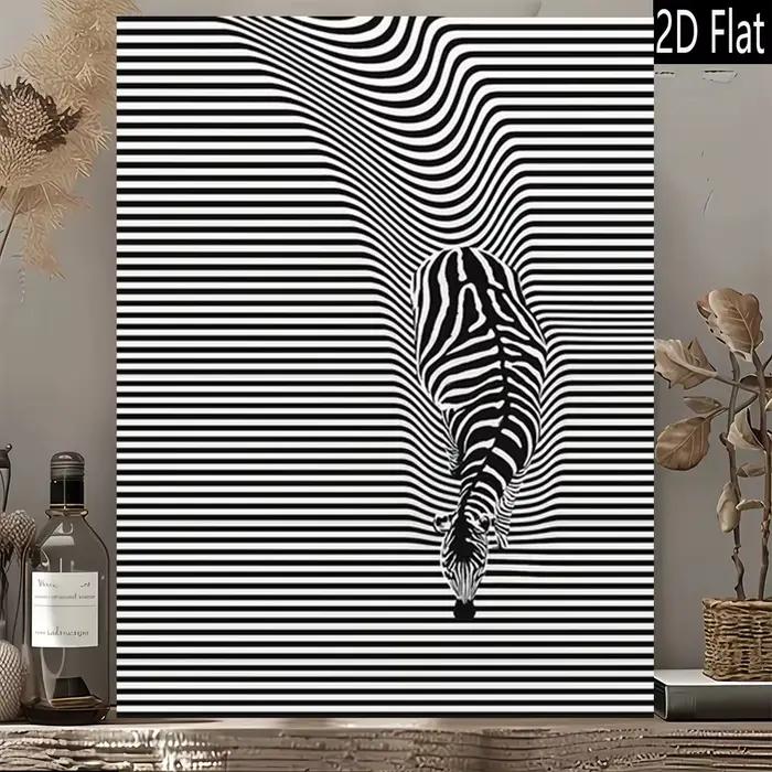 Affiche d'art mural zèbre abstraite rétro moderne 2D plate