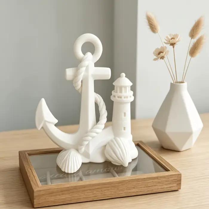 Statuette DIY Ancrage Nautique et Phare pour Décoration de Maison ou Bureau Thème Plage
