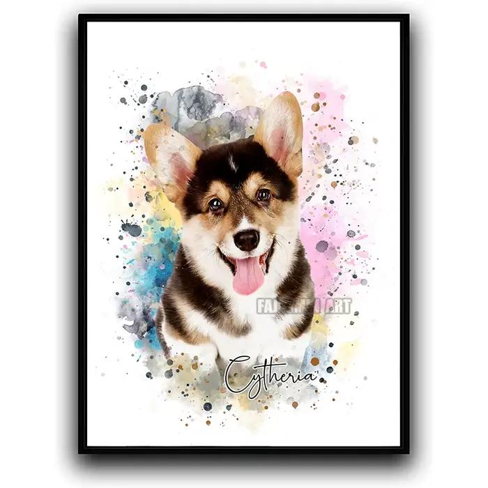 Portrait personnalisé de chien/chat avec nom
