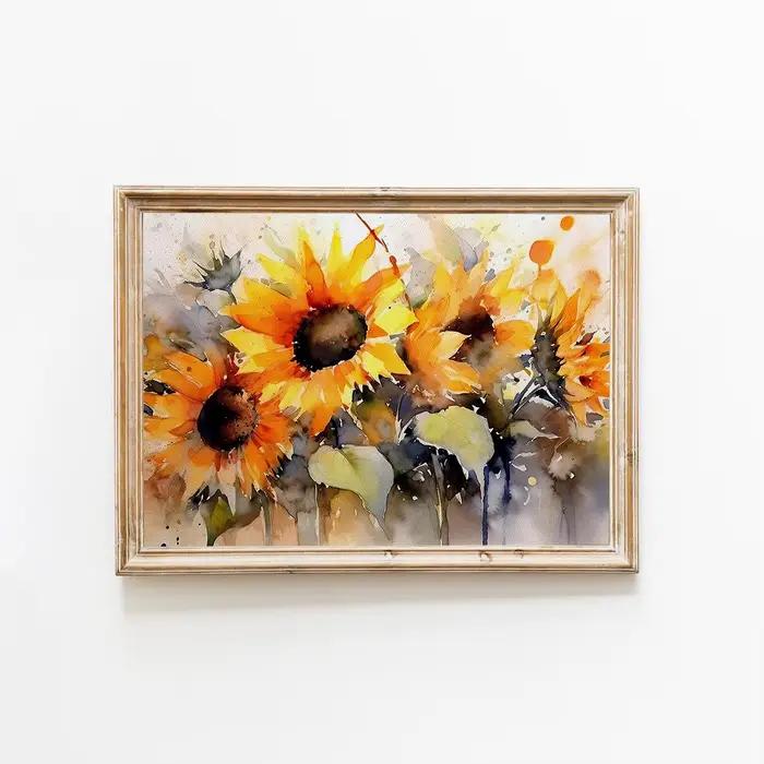 Peinture œuvre Nature affiche toile huile imprime mur salon décor à la maison tournesol