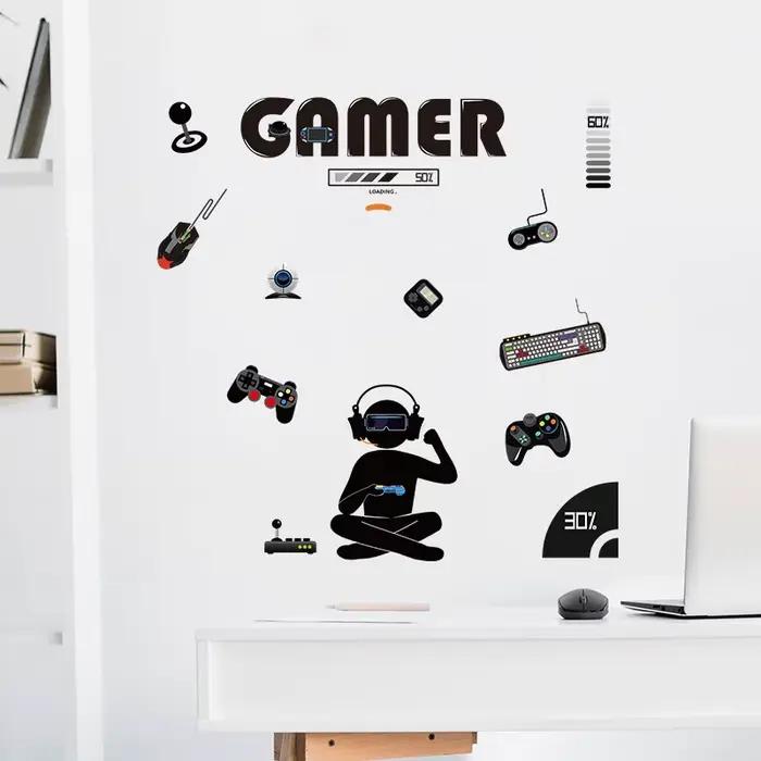 1 pièces autocollants muraux Gamer venir sur chambre salon électrique garçon jouer jeu dessin animé Stickers