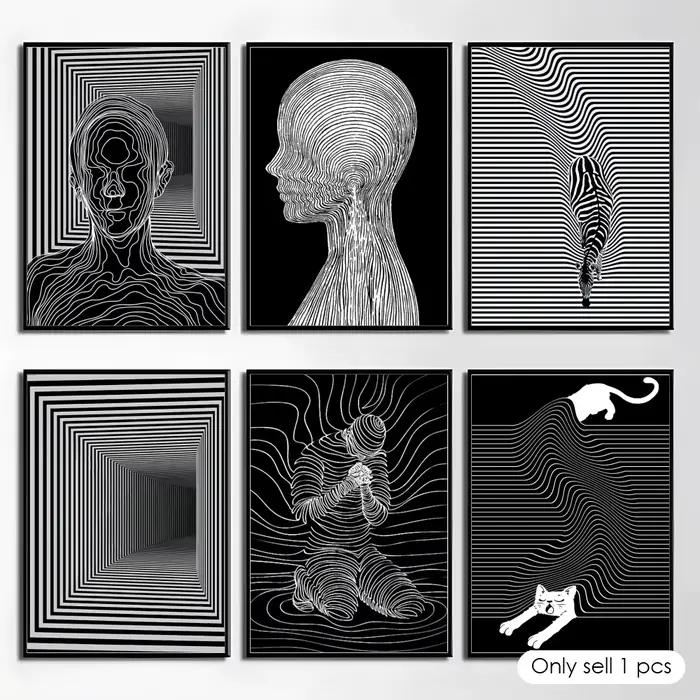Affiche d'illusion d'optique noir et blanc