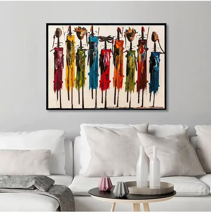 Peinture à l'huile abstraite de femme africaine sur toile
