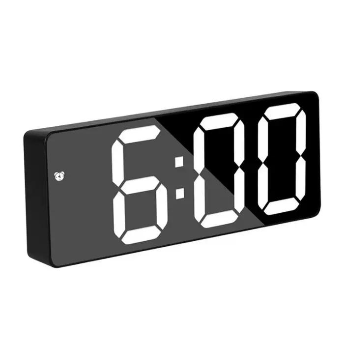 Réveil numérique en acrylique/miroir, commande vocale (alimenté par batterie), horloge de Table, Snooze, Mode nuit, horloges électroniques LED 12/24H