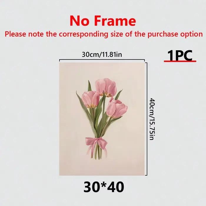 Toile d'art mural florale de tulipe rose avec cadre
