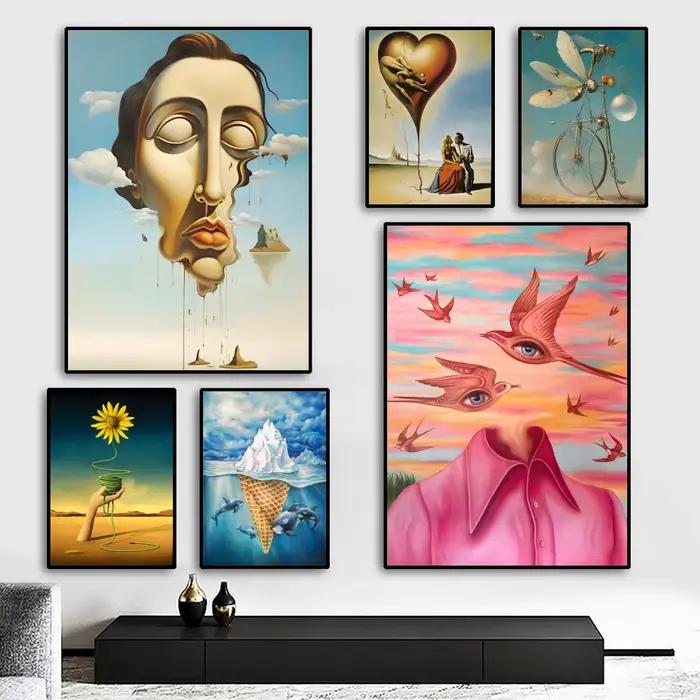 Salvador Dali surréalisme peinture abstraite calligraphie HD toile affiche salon chambre bar décoration esthétique