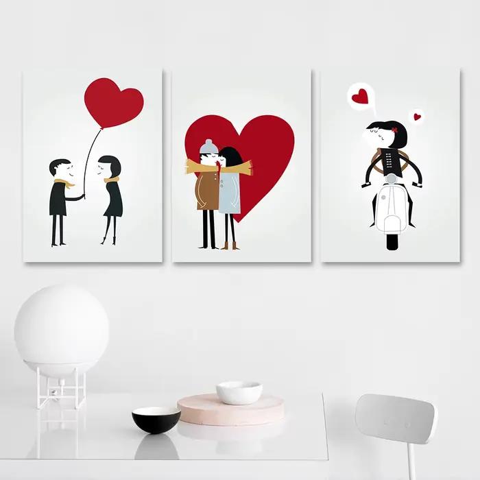 Peinture sur toile romantique d'amour et d'étreinte rouge