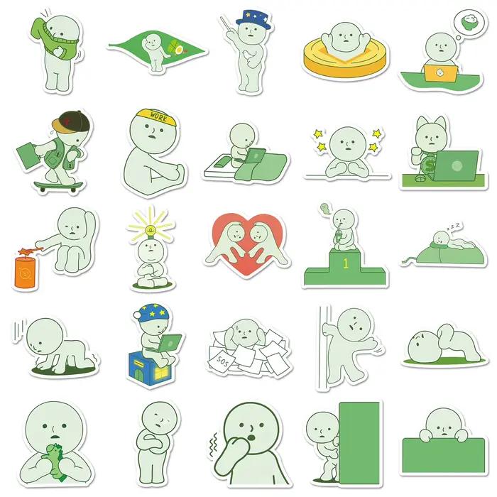 50 pièces Smiski autocollants mignon dessin animé Image décalcomanies enfants jouets Graffiti bricolage réfrigérateur ordinateur portable téléphone guitare vélo planche à roulettes décoration