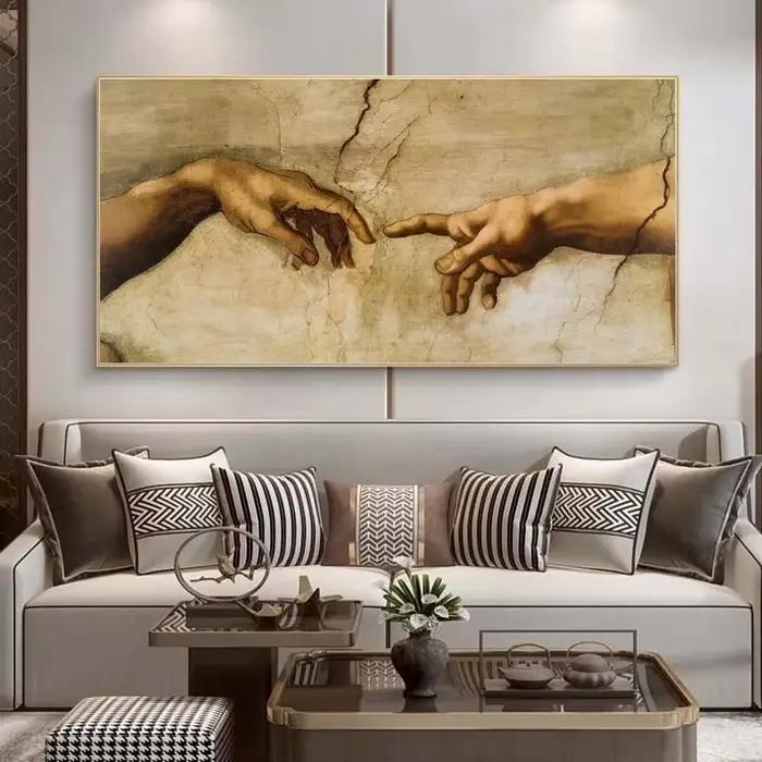 Toile d'art célèbre de la création d'adam de Michelangelo