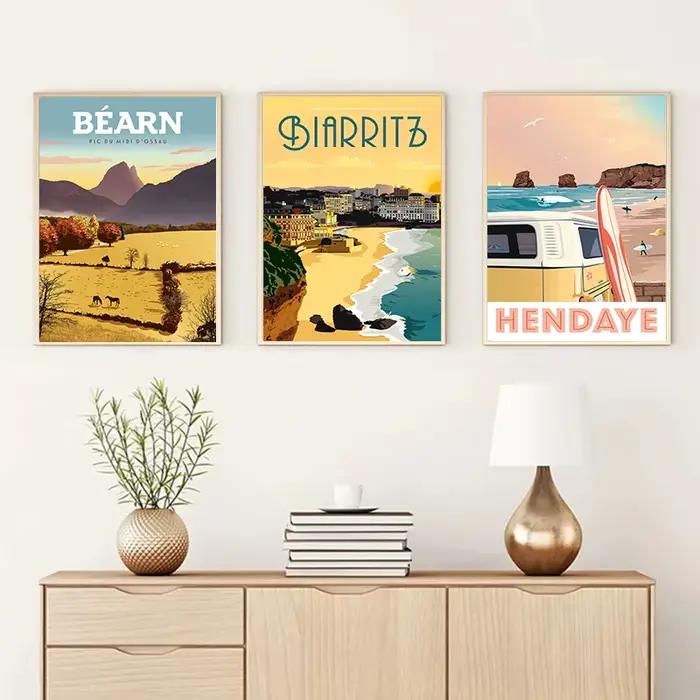 Affiche de voyage vintage Pays Basque Bayonne