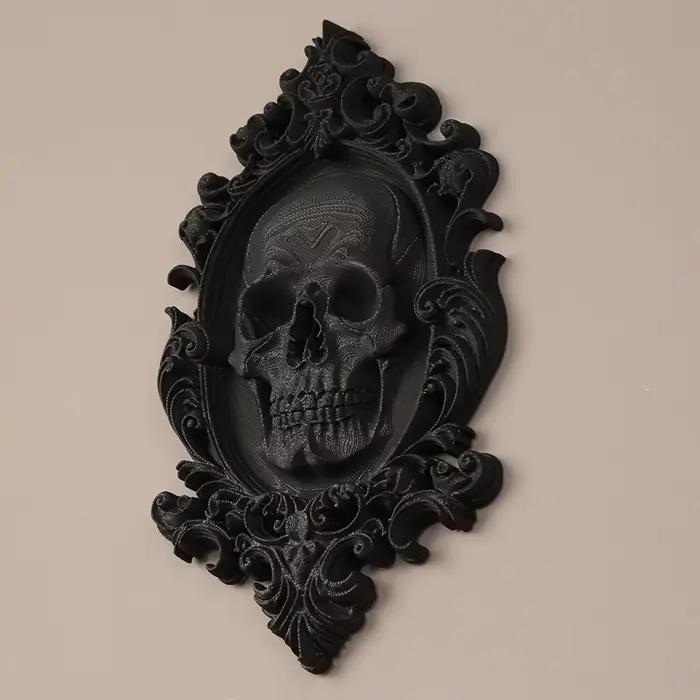 Décoration murale de crâne à cadre sculpté noir transfrontalier