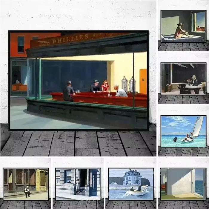 Edward Hopper célèbre maître réaliste Art Nighthawks vie paysage esthétique toile peinture mur Art photo chambre décoration