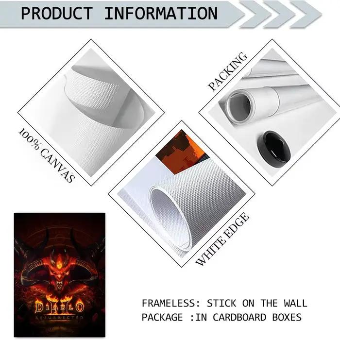 Affiche sur toile de calligraphie de jeu RPG D-Diablo 4