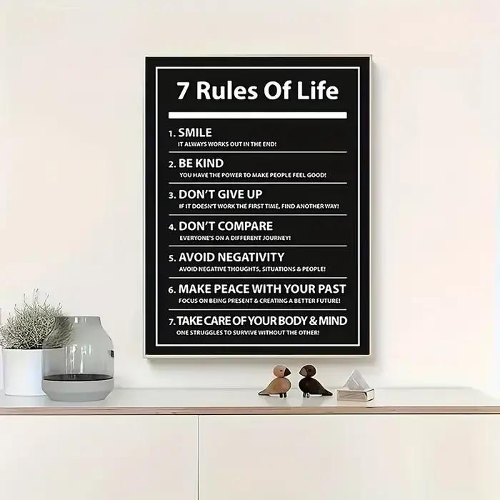 Affiche de citation de motivation de lettre de 7 règles de vie