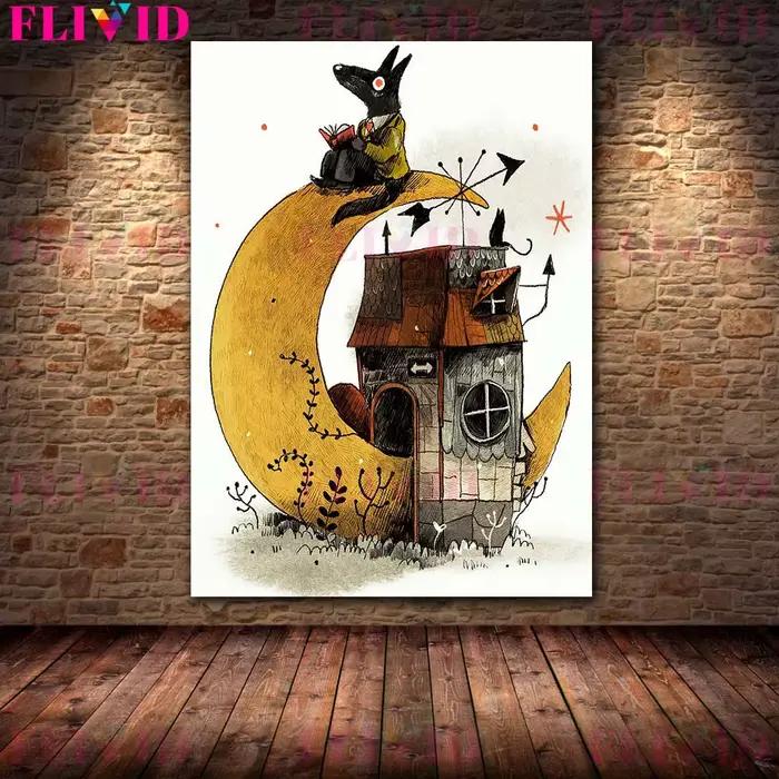 Toile d'art murale de la maison hantée du fantôme blanc
