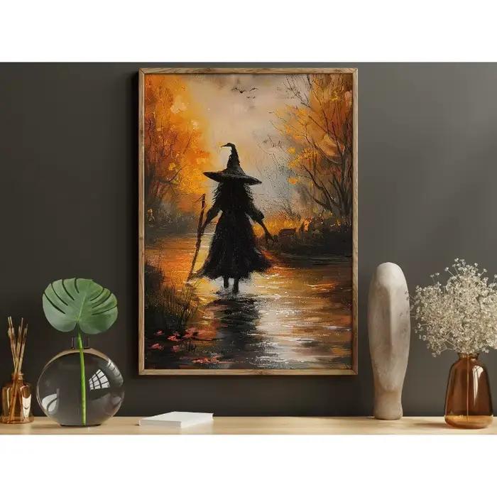 Affiche de décoration murale de sorcière foncée d'halloween