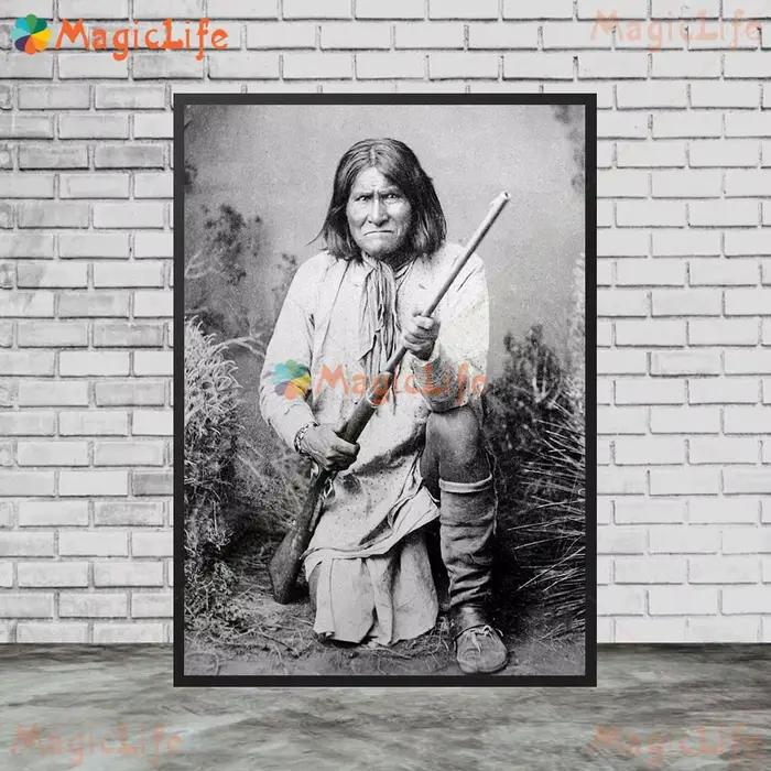 Affiche Murale Nordique de la Tribu Indienne, Soldat des Scouts de Buffle, Peinture sur Toile Sans Cadre