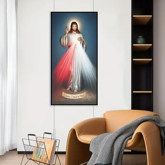Toile de Peinture de la Religion Chrétienne, 1 Pièce, Art Mural, Affiche de Décoration de Chambre, Sans Cadre, Jésus, Je Croye en Toi, MisériULDivine