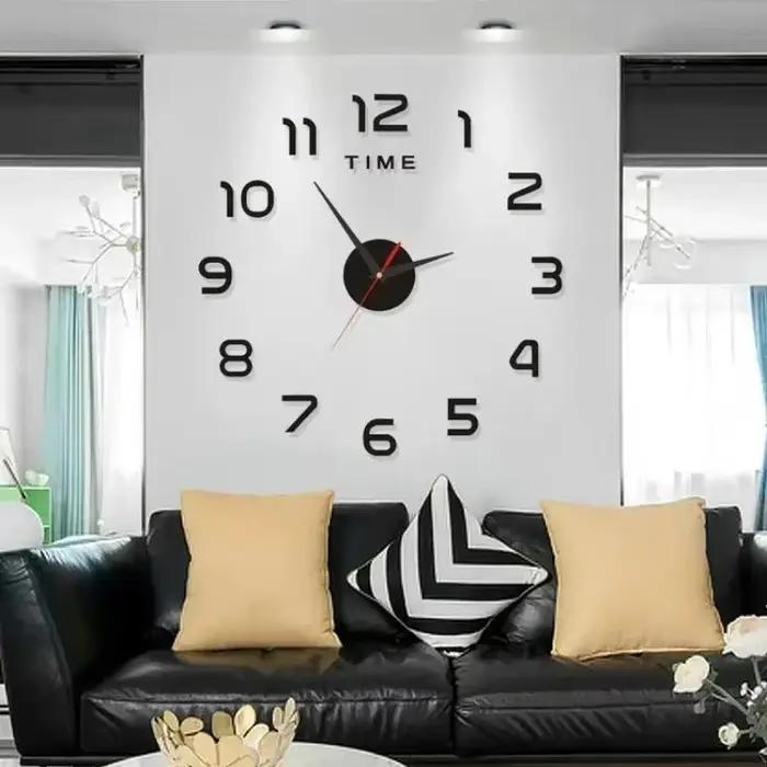 Grande horloge murale 3d pour chambre à coucher
