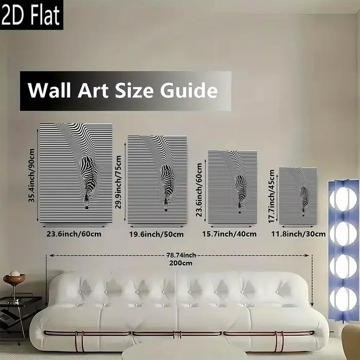 Affiche d'art mural zèbre abstraite rétro moderne 2D plate
