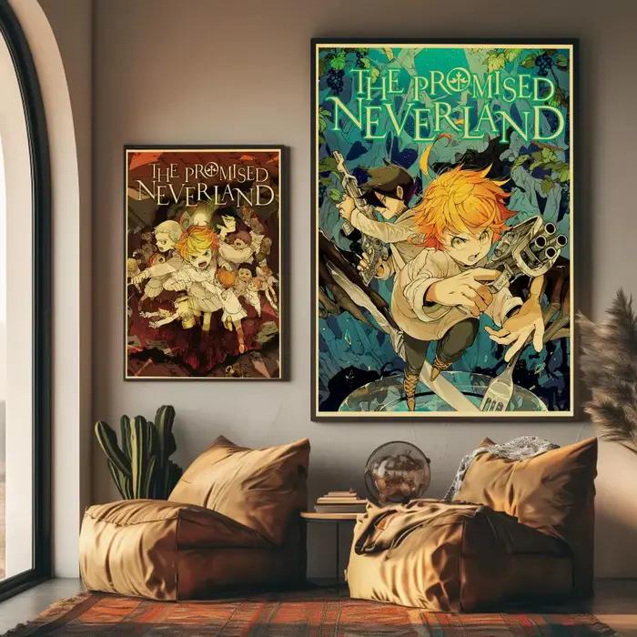 Anime P-Promised Neverlands peinture calligraphie toile de coton de haute qualité affiche Art mural pour salon décor de maison moderne
