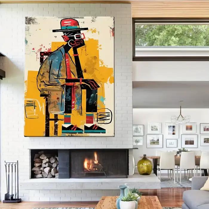 Affiches abstraites modernes d'homme africain et figurine imprimée