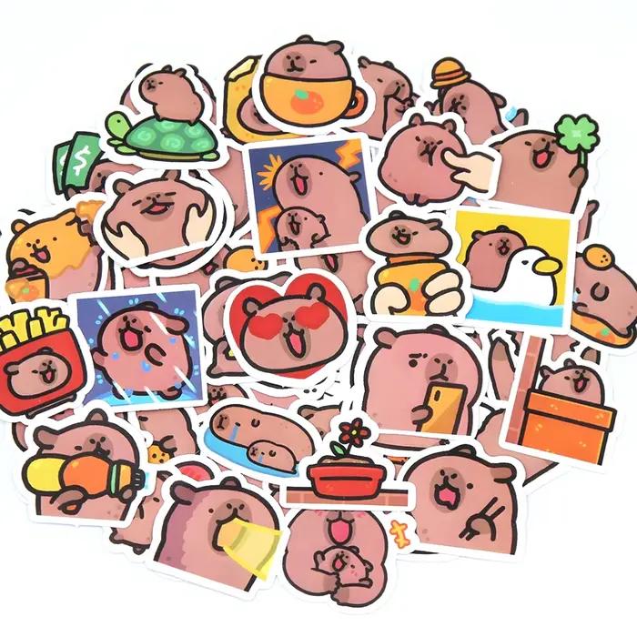 10/50/100 pièces Capybaras autocollants dessin animé mignon décalcomanies jouet papeterie guitare téléphone vélo ordinateur portable bagages voiture Graffiti enfants autocollant