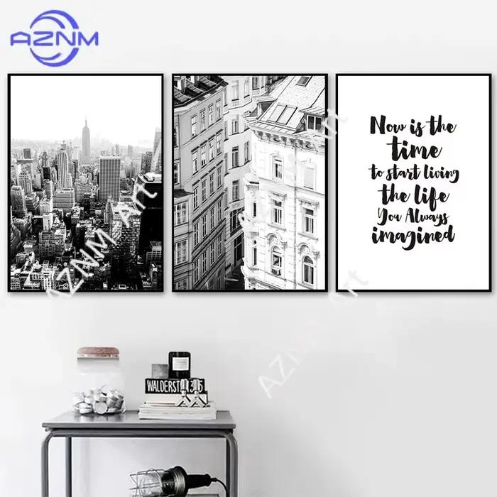 Peinture sur toile murale noire et blanche