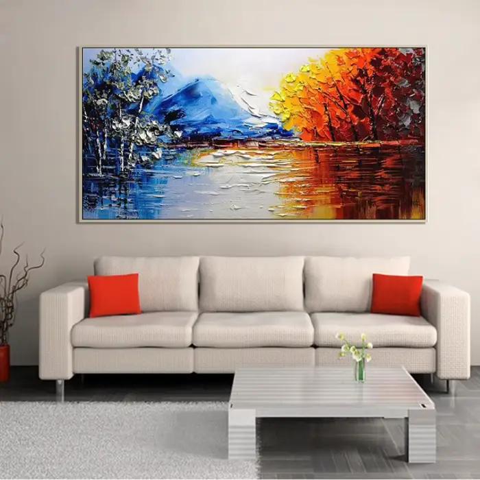 Peinture de paysage abstraite faite à la main sur toile
