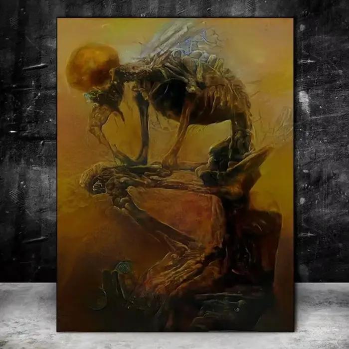 Zdzisaw Beksiski œuvre polonais surréaliste foncé affiche imprime toile peinture gothique Art Mural pour salon décor à
