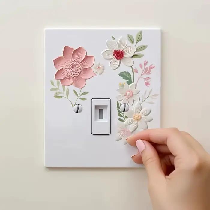 Autocollant mural interrupteur de belles fleurs