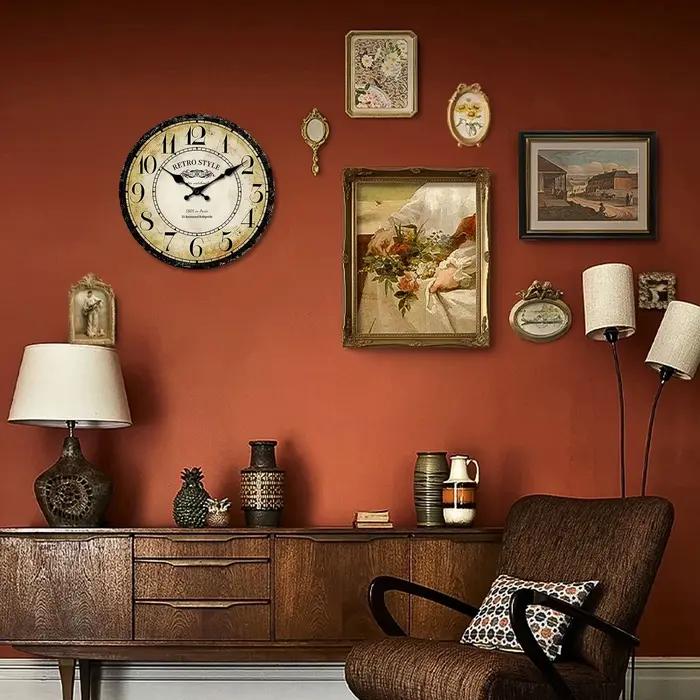Horloge murale rétro en bois 1 pièce