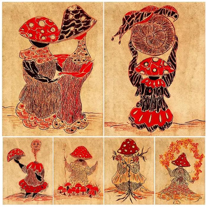 Peinture sur toile d'art mural vintage abstraite psychédélique