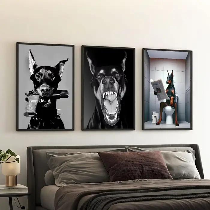 Affiche de chien Doberman noir à la mode moderne