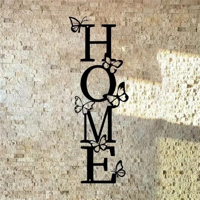 Décoration murale verticale en métal avec accent papillon – Art moderne résistant à la décoloration pour chambre à coucher et salle de bain