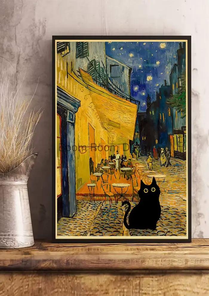 Affiche numérique de chats mignons en papier kraft