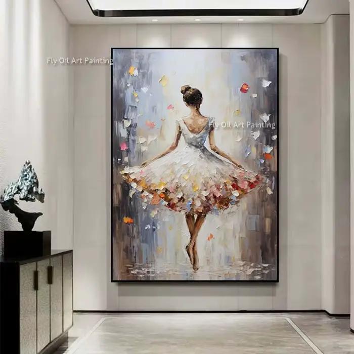 Peinture à l'huile sur toile de Ballet dansant de fille