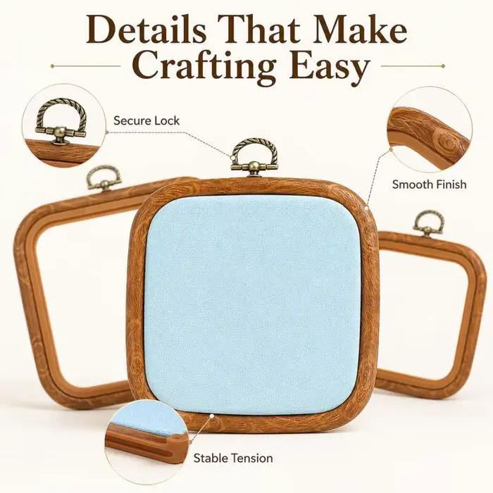 Cadres carrés décoratifs en faux bois pour broderie au point de croix