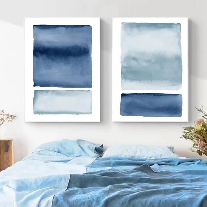 Peinture abstraite avec aquarelle bleue