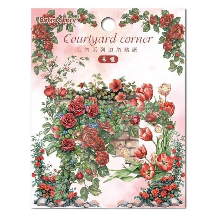 30 pièces fleurs coin autocollants PET autocollant paquet bricolage Journal décoration